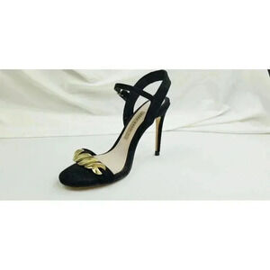 Zara Basic Collection Size 37 (US 6.5-7) Womens Black Suede Ankle Strap Open Toe
